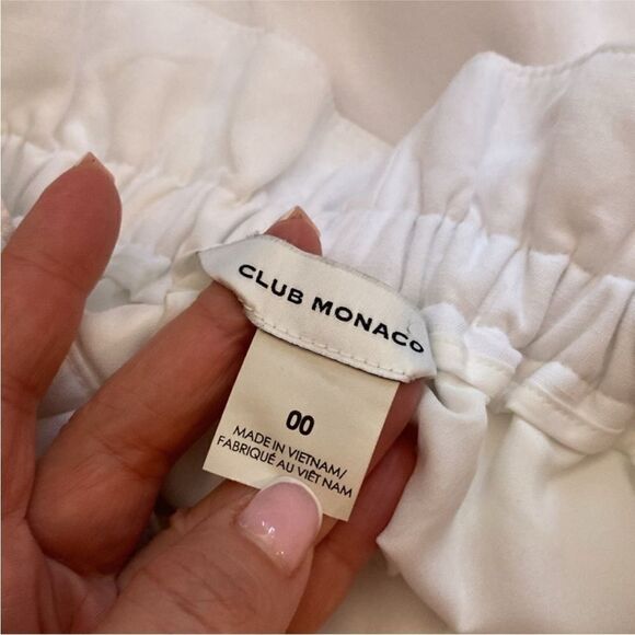 Club Monaco 100% linen White High-Waisted Wide-Leg Pants, US00 - Picture 8 of 8